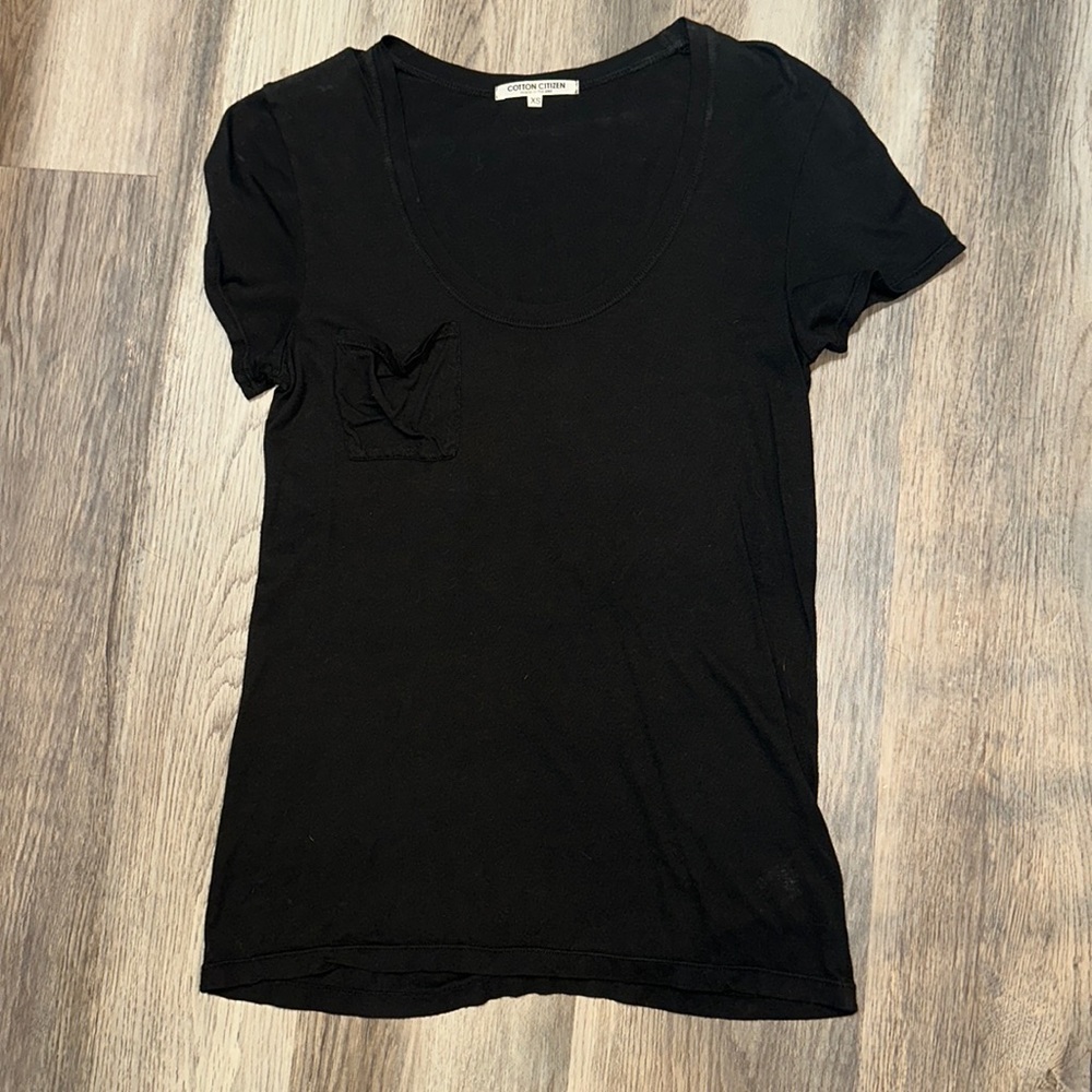 Cotton Citizen Blackest black pocket top tee shirt XS